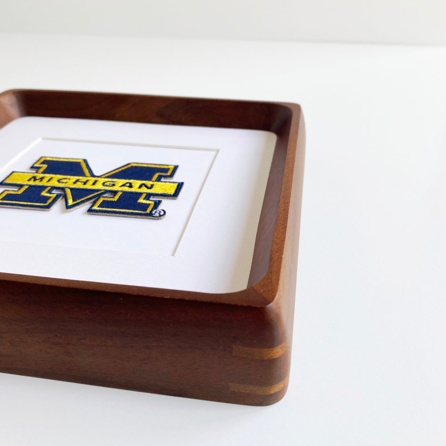 framed university of michigan m vintage patch