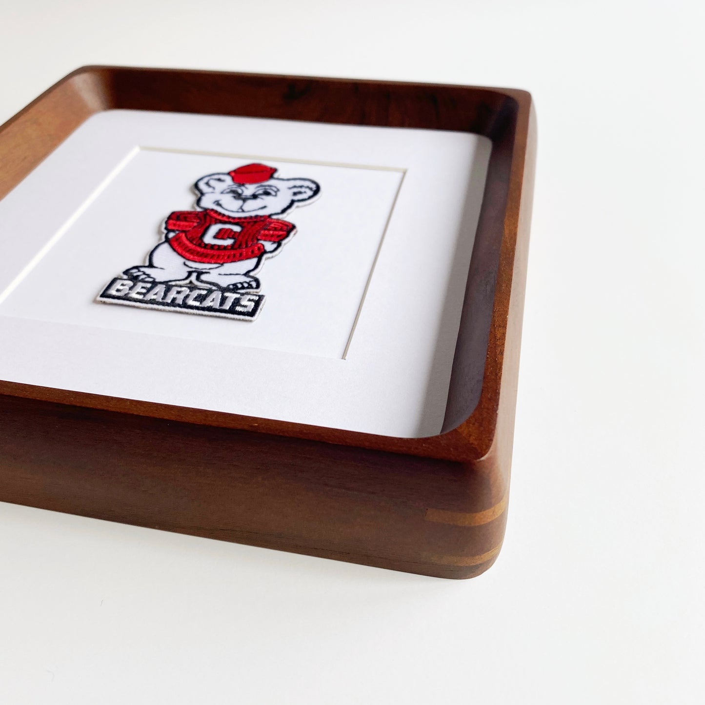 framed university of cincinnati bearcat vintage patch