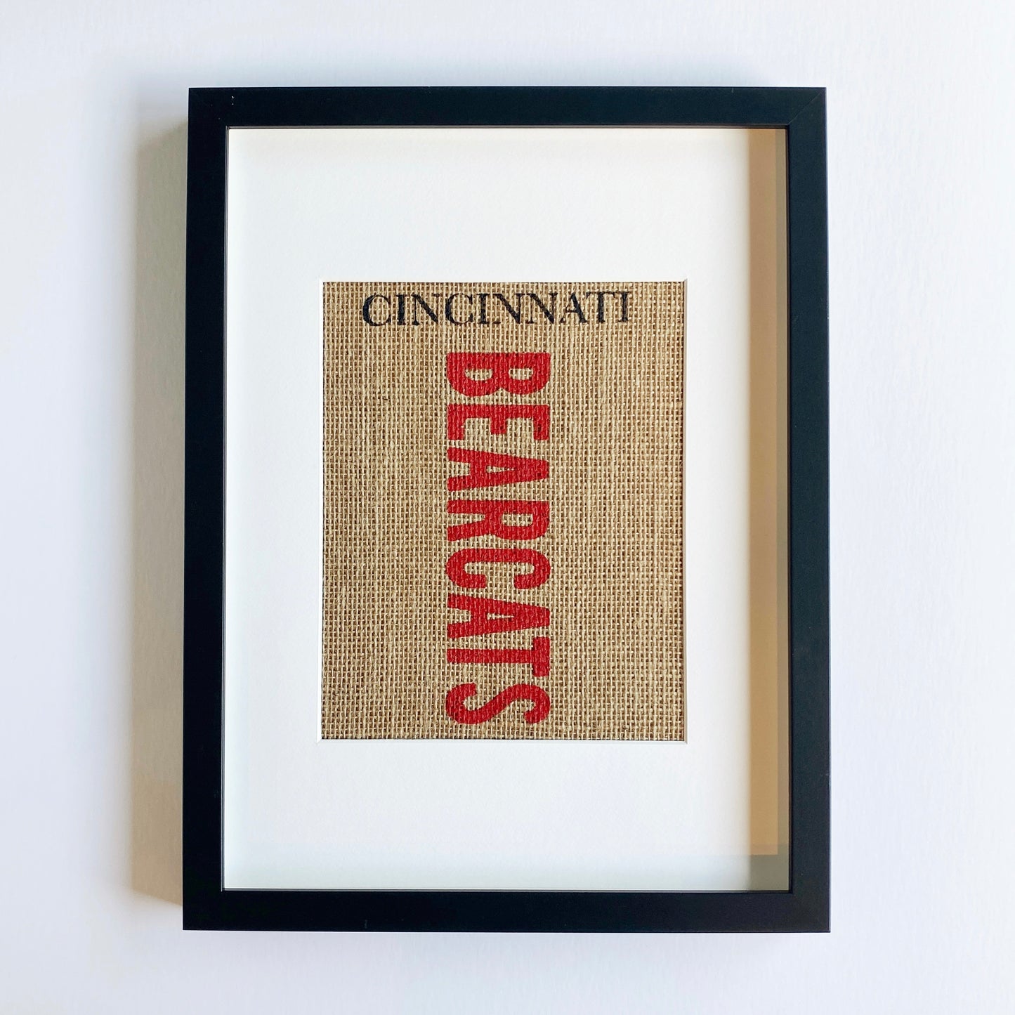cincinnati bearcats burlap print