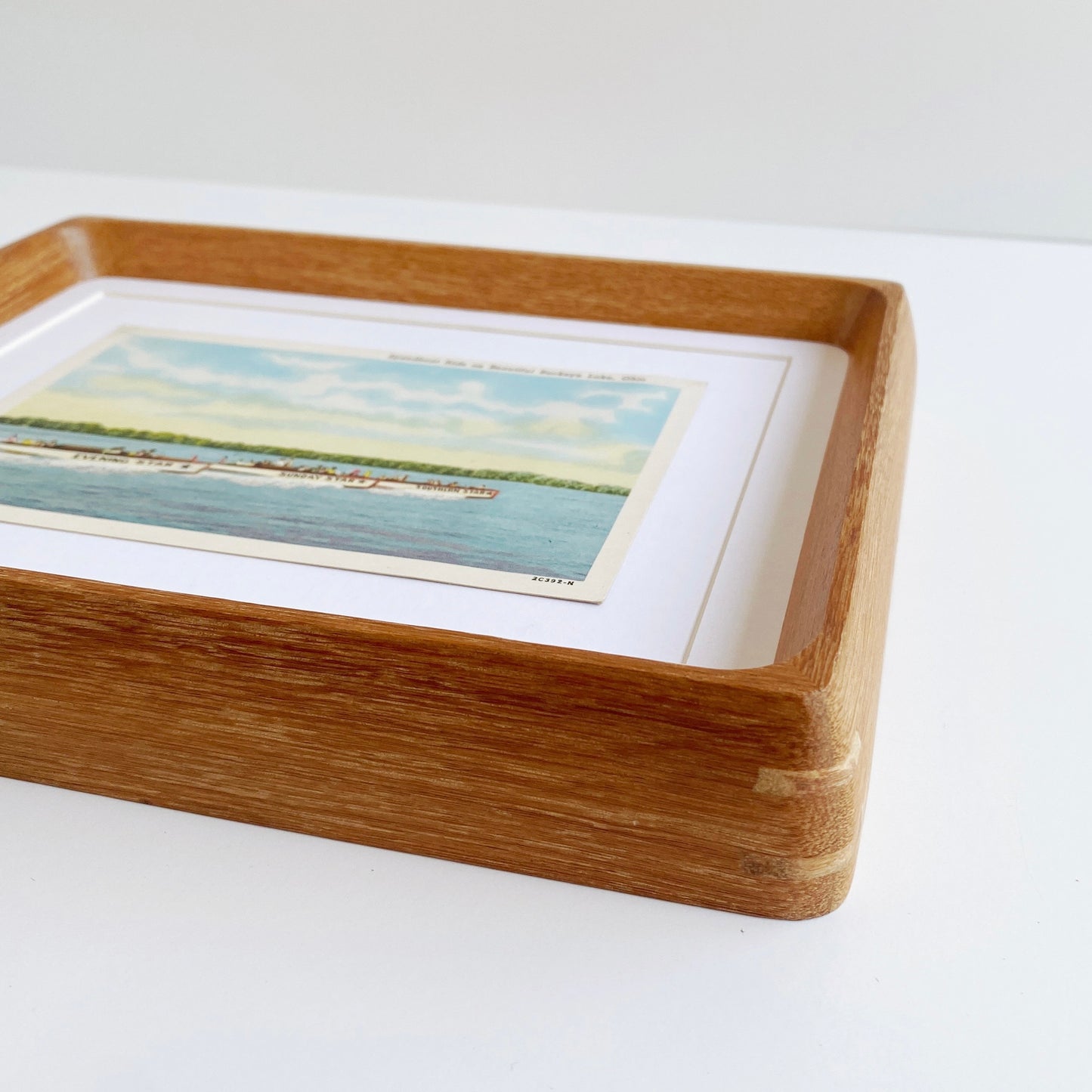 framed buckeye lake speedboat vintage postcard