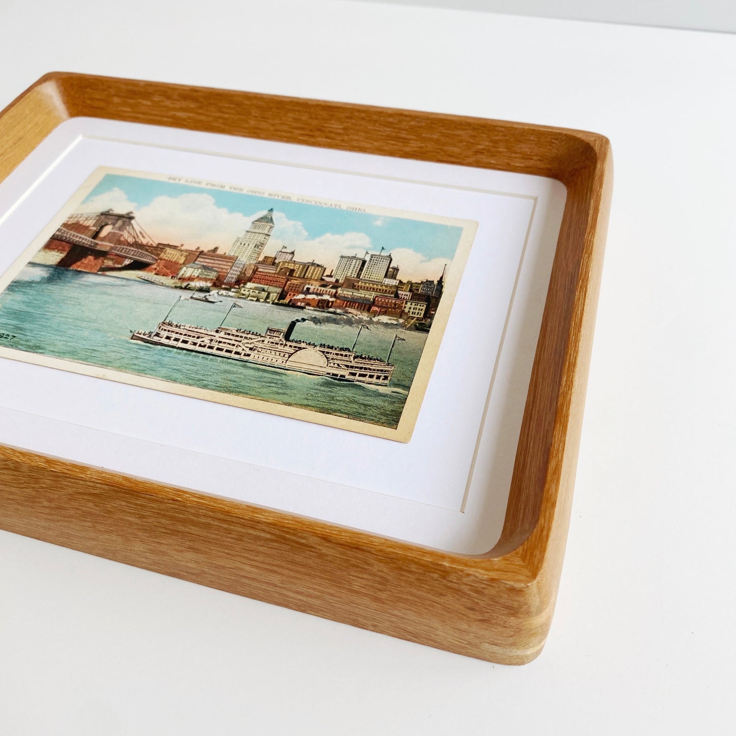 framed cincinnati ohio skyline vintage postcard