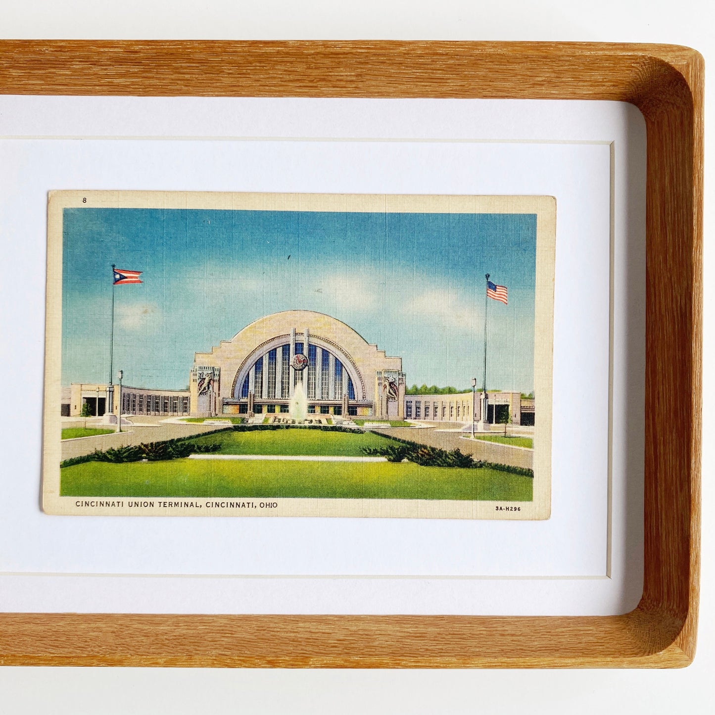 framed cincinnati ohio union station vintage postcard