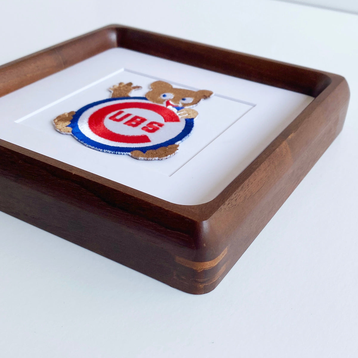 framed chicago cubs cubby bear vintage patch