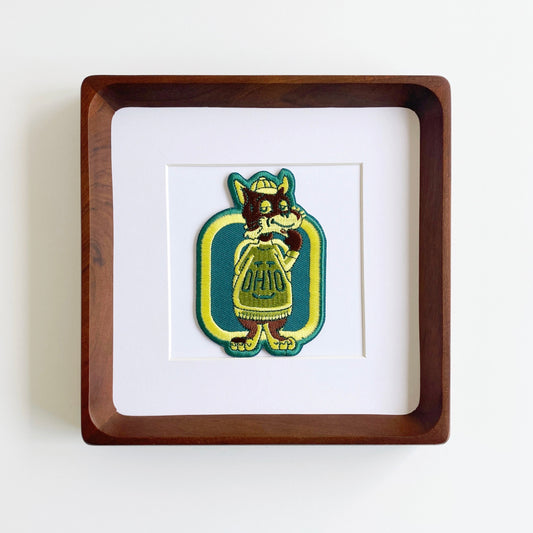 framed ohio bobcat vintage patch style one