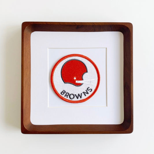 framed cleveland browns helmet vintage patch