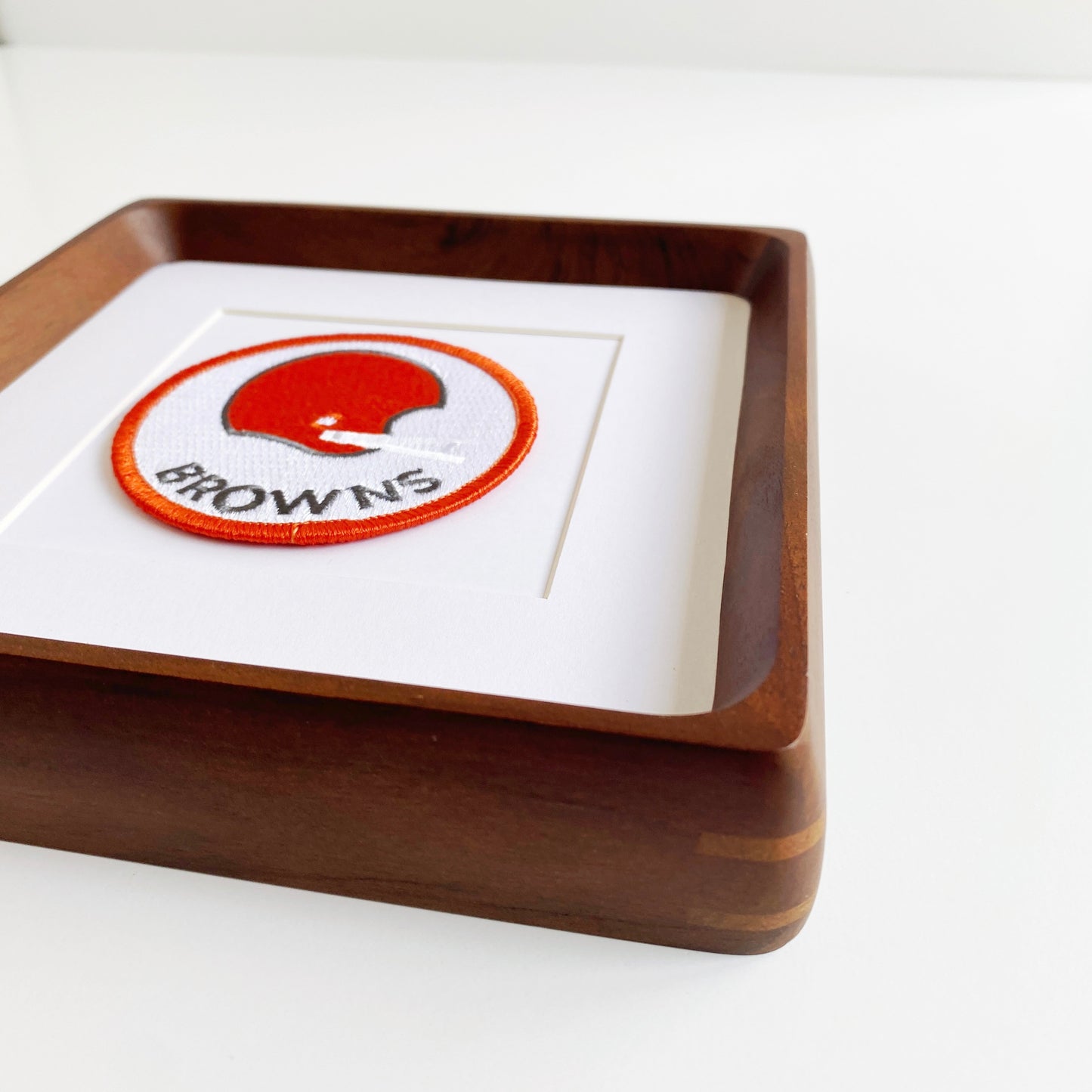 framed cleveland browns helmet vintage patch