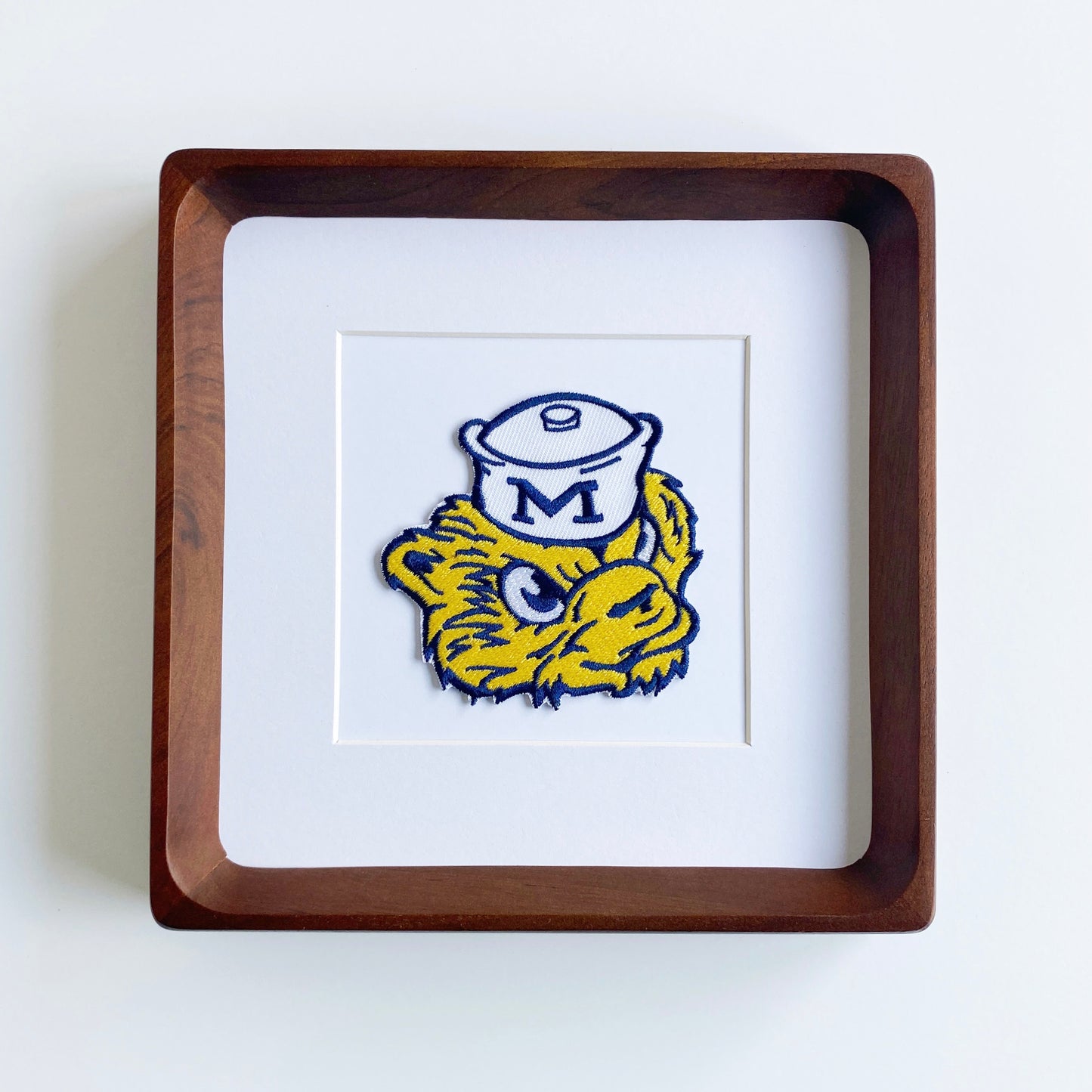 framed university of michigan wolverine vintage patch