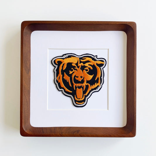 framed chicago bears head vintage patch