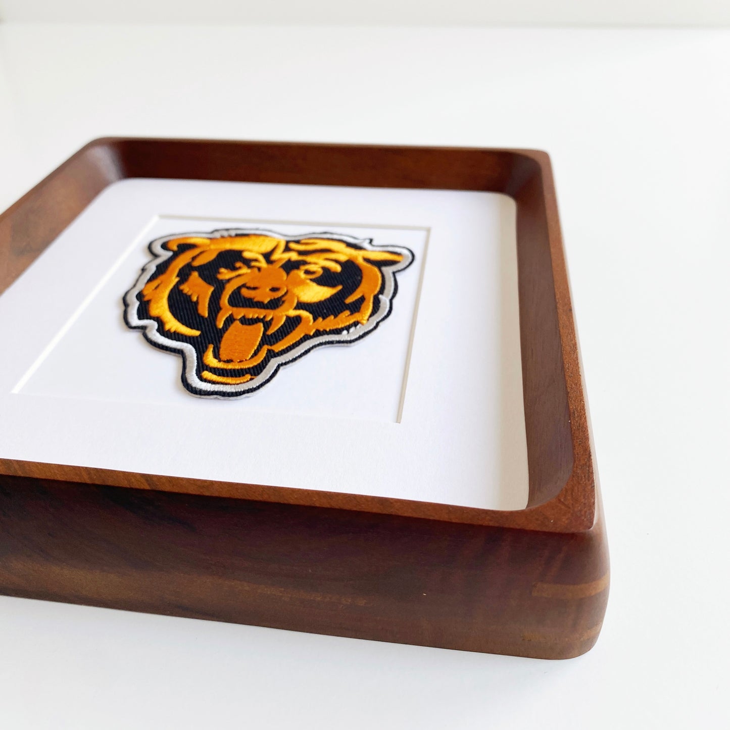 framed chicago bears head vintage patch