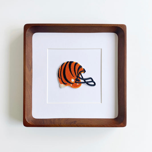 framed cincinnati bengals helmet vintage patch