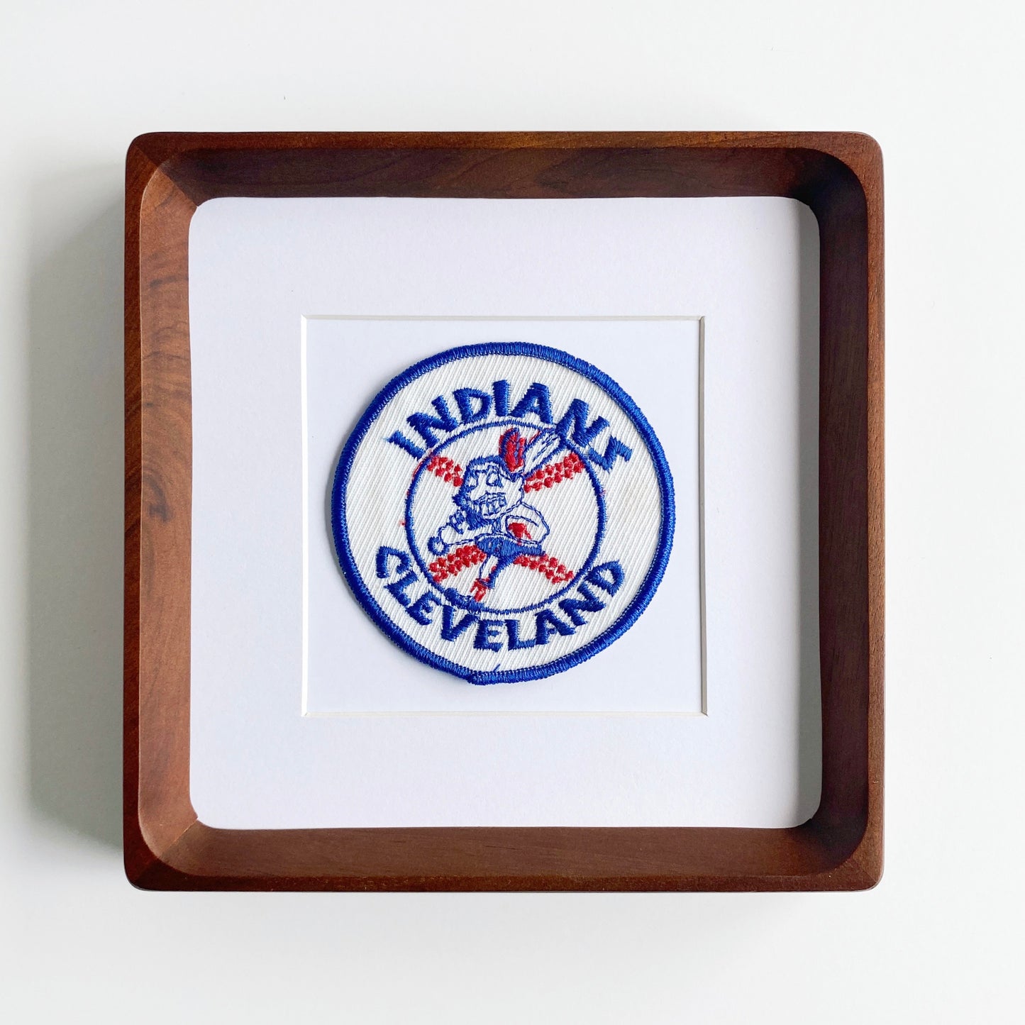 framed cleveland indians circle vintage patch