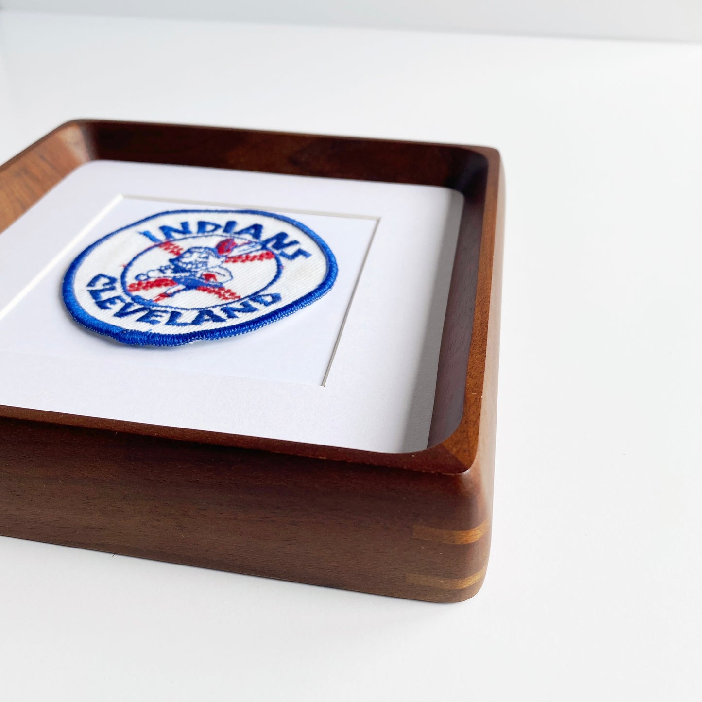framed cleveland indians circle vintage patch