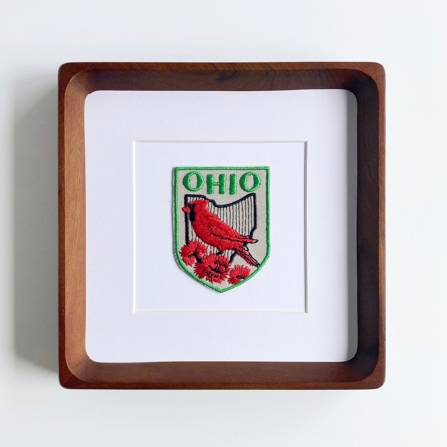 framed ohio state cardinal vintage patch