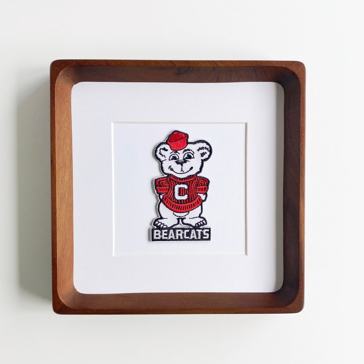 framed university of cincinnati bearcat vintage patch