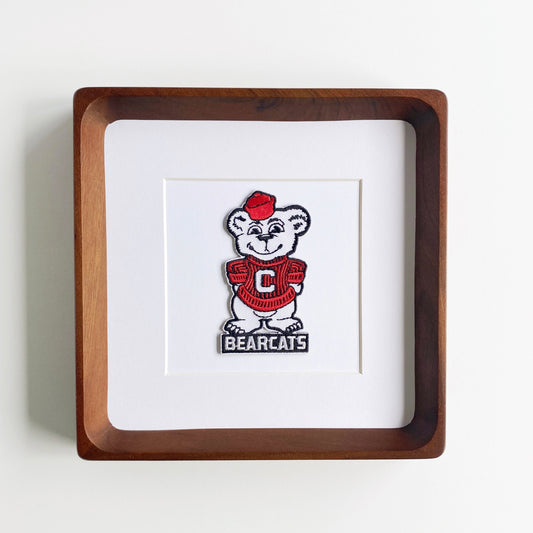 framed university of cincinnati bearcat vintage patch