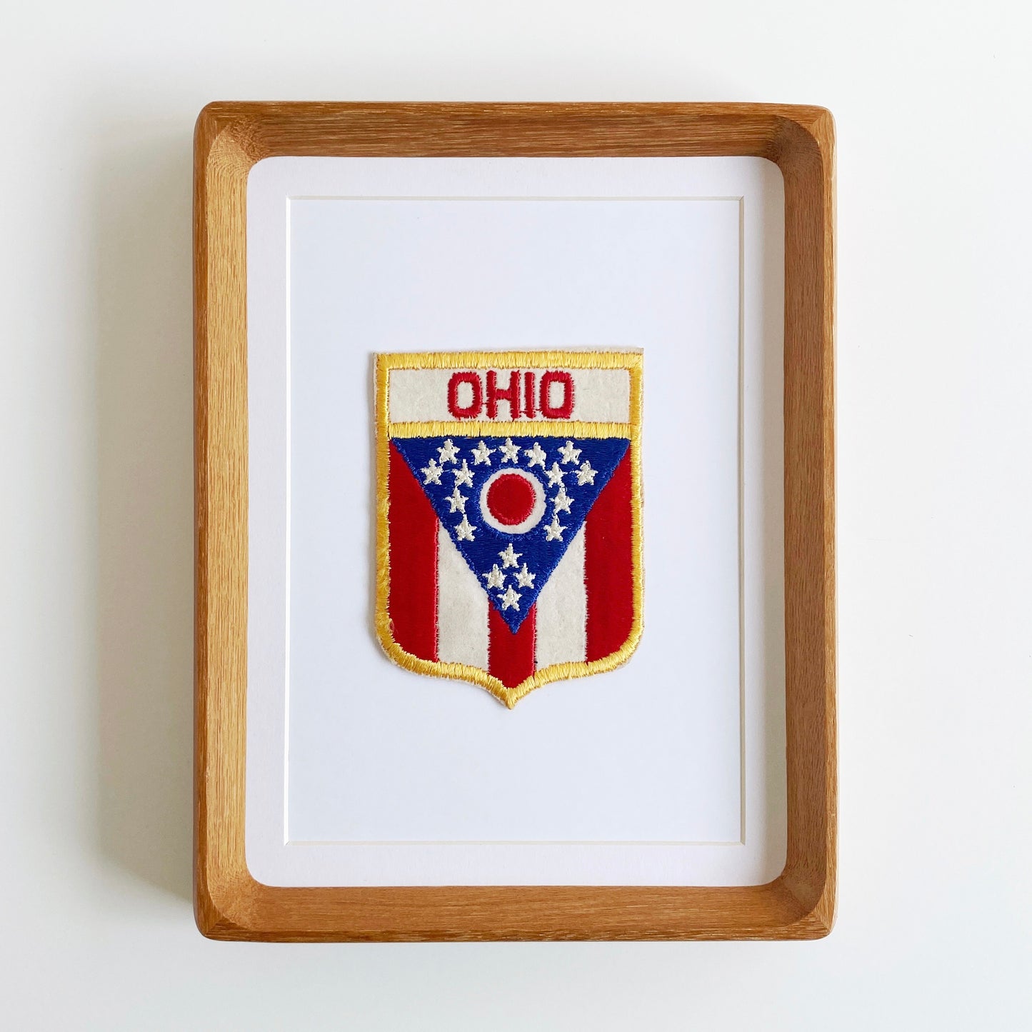 framed ohio state flag vintage patch