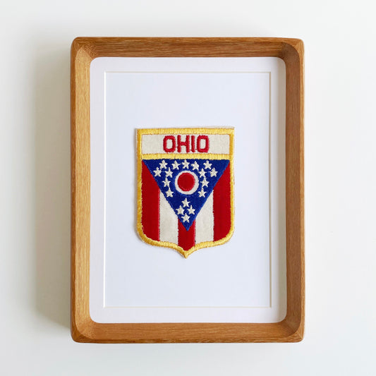 framed ohio state flag vintage patch