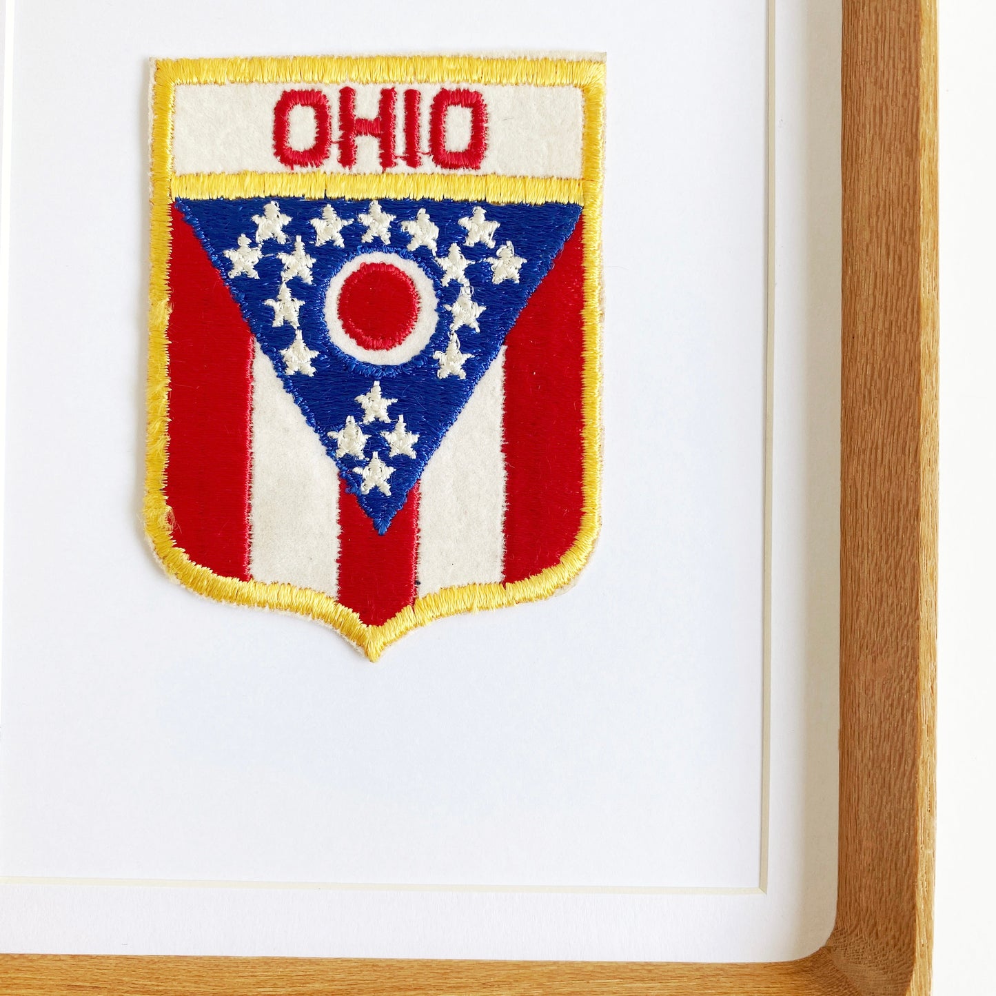 framed ohio state flag vintage patch