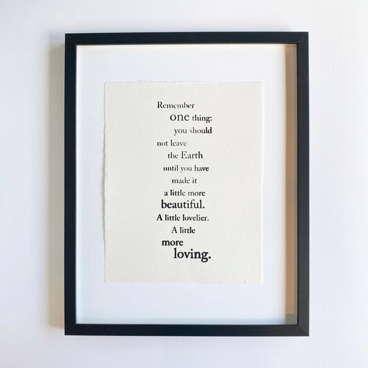 remember one thing handmade paper print