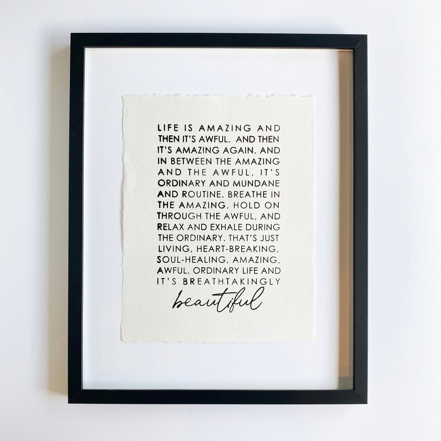 life is amazing handmade paper print