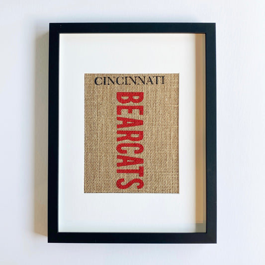 cincinnati bearcats burlap print