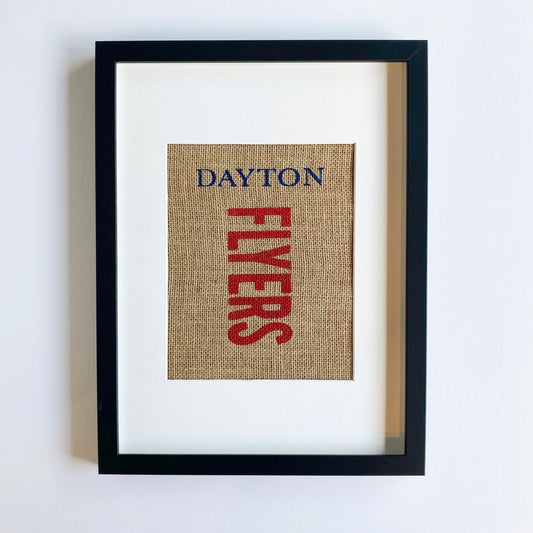 university of dayton flyers burlap print