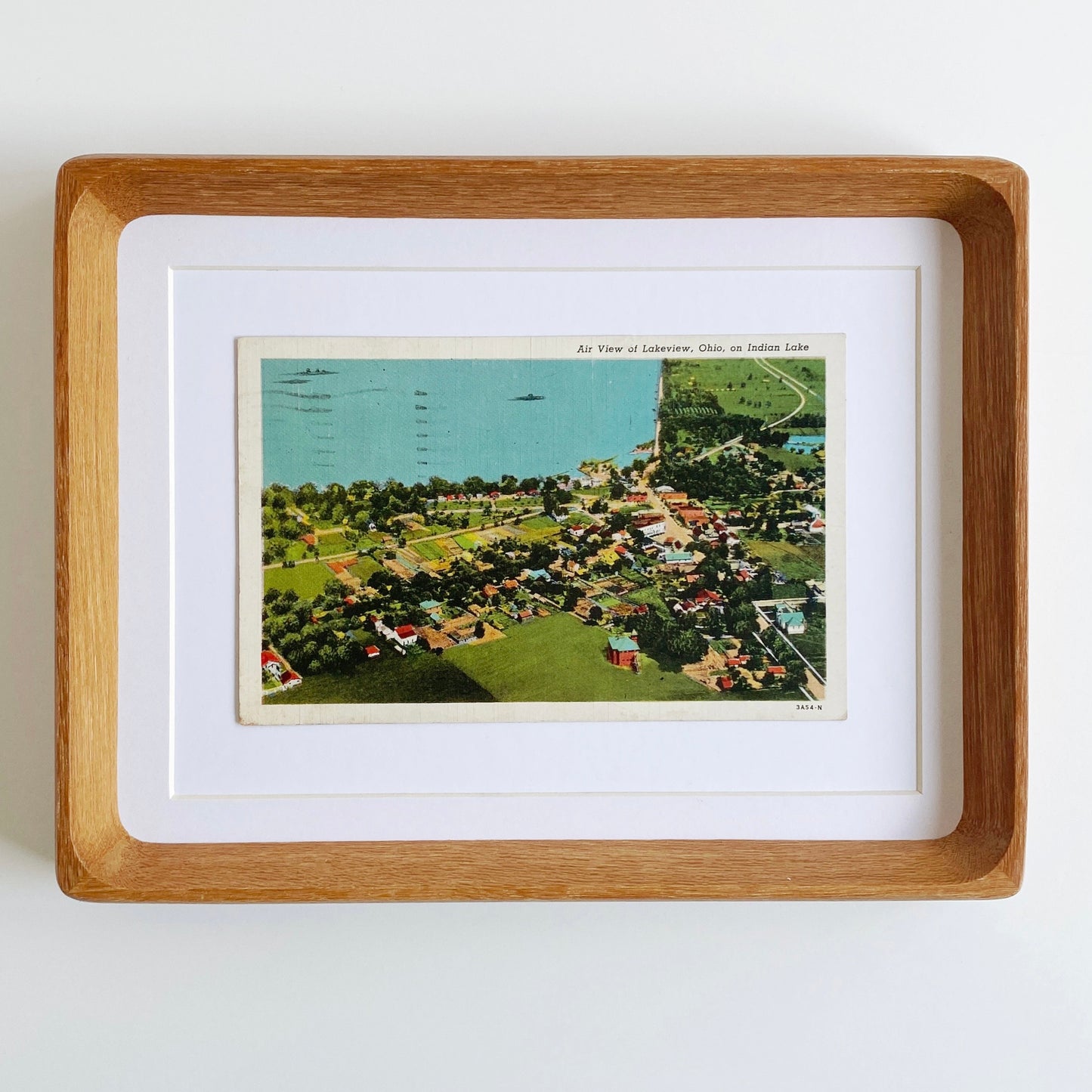 framed indian lake shoreline vintage postcard
