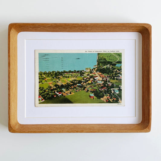 framed indian lake shoreline vintage postcard