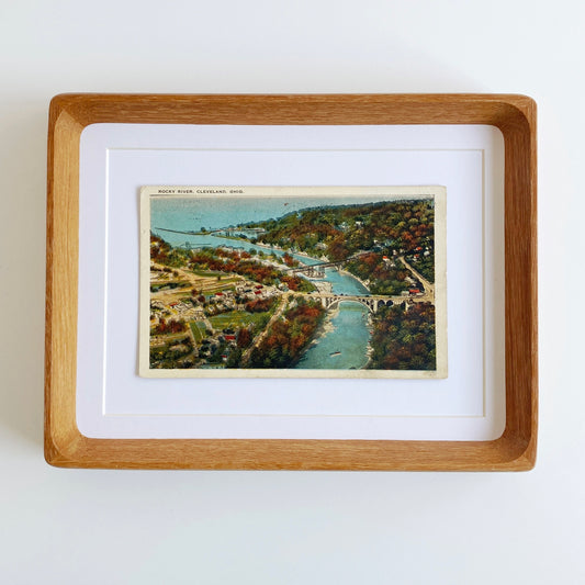framed cleveland ohio rocky river vintage postcard