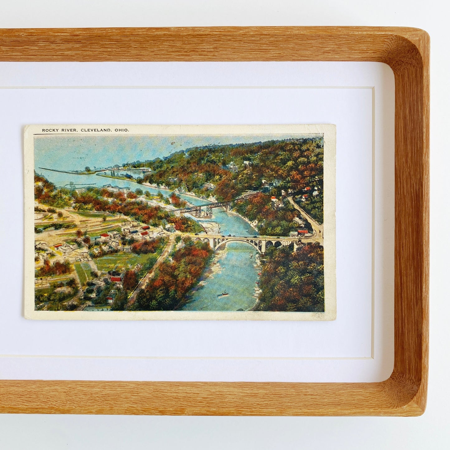 framed cleveland ohio rocky river vintage postcard