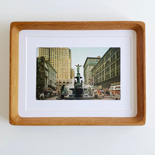 framed downtown cincinnati ohio fountain square vintage postcard