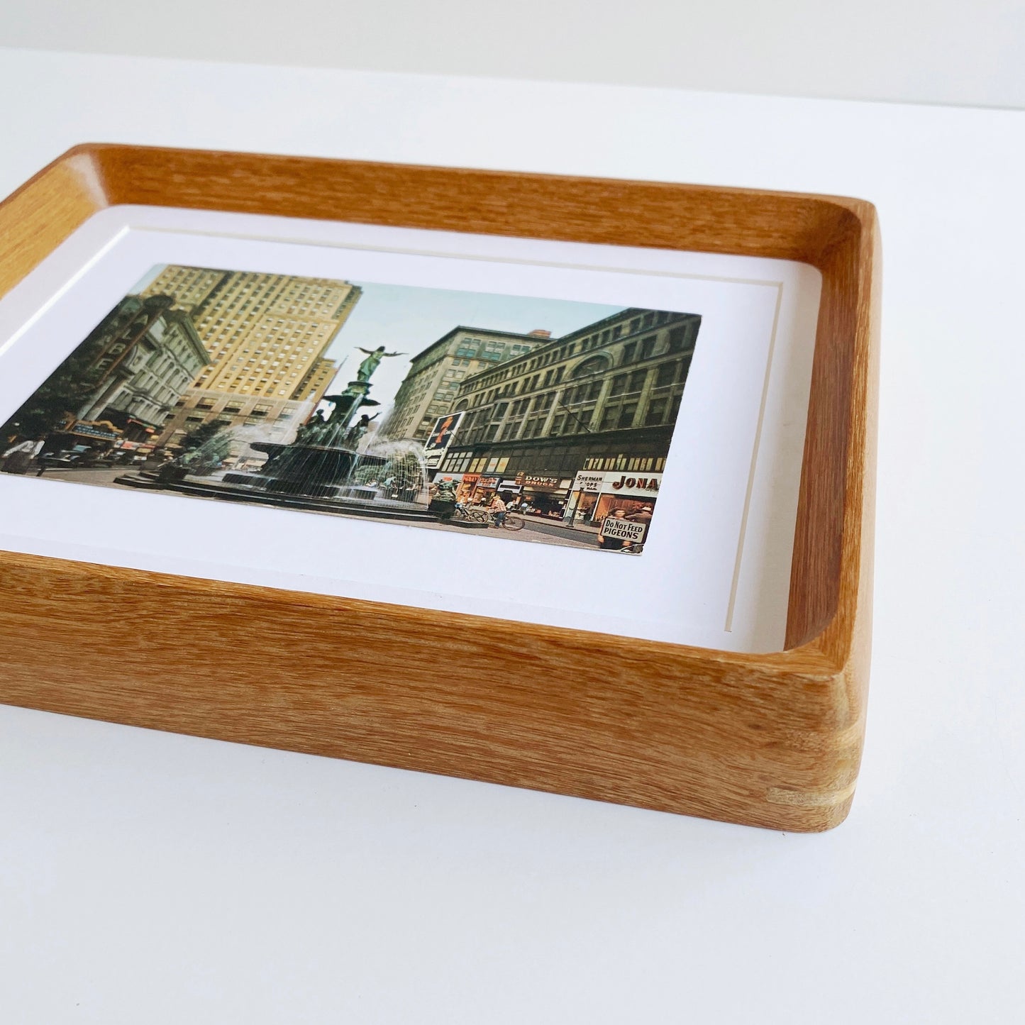 framed downtown cincinnati ohio fountain square vintage postcard