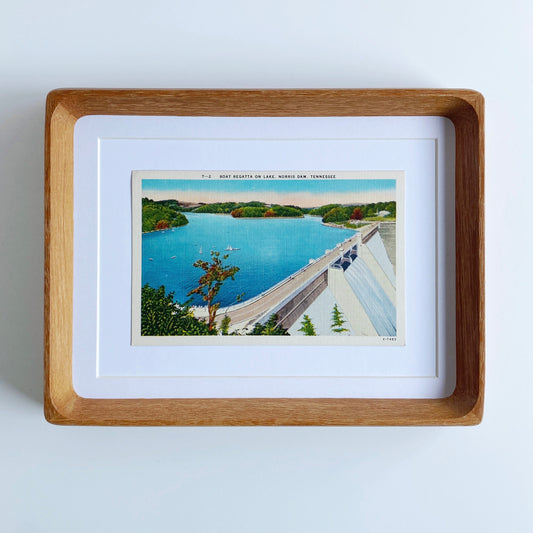 framed norris lake dam vintage postcard