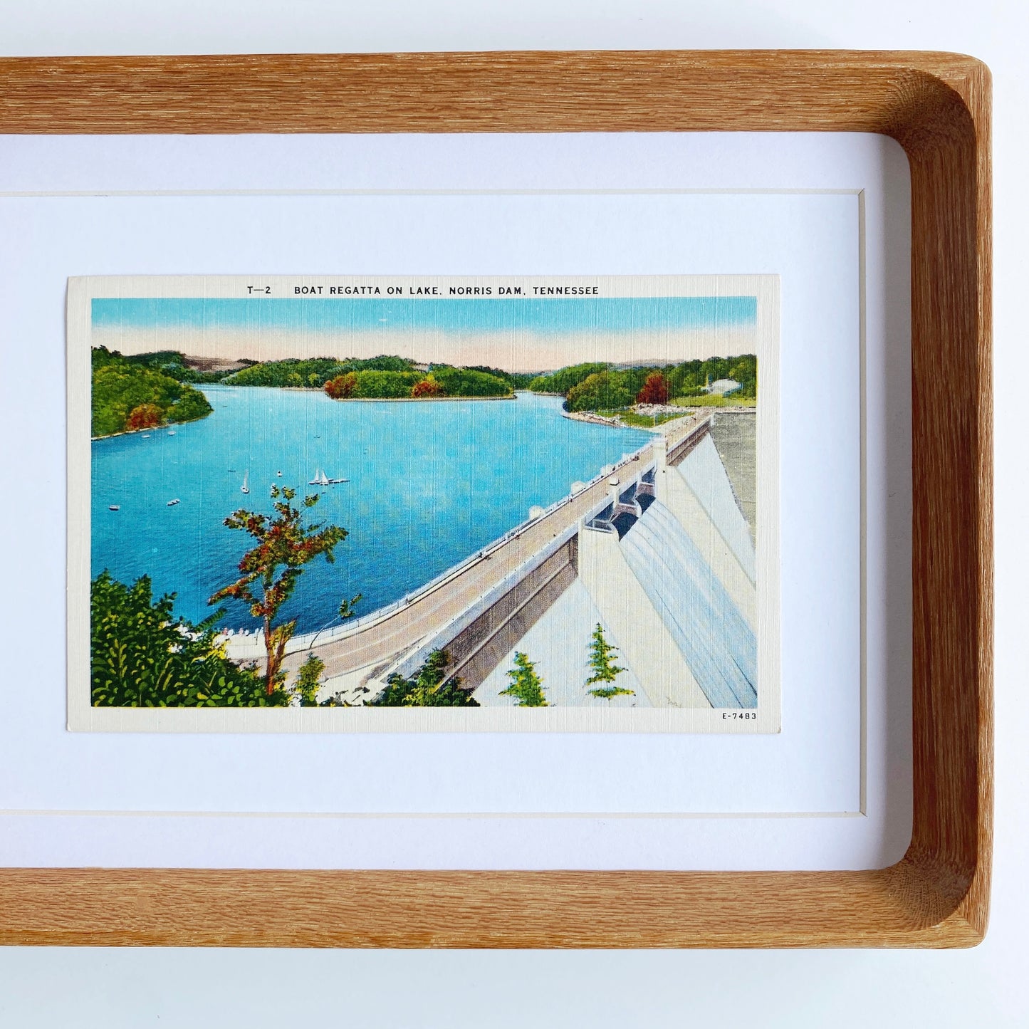 framed norris lake dam vintage postcard