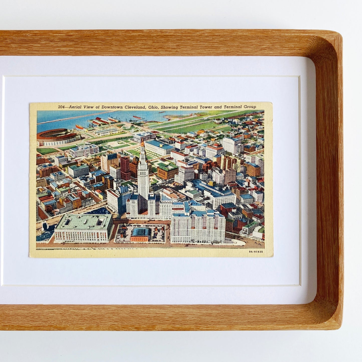 framed cleveland ohio terminal tower vintage postcard