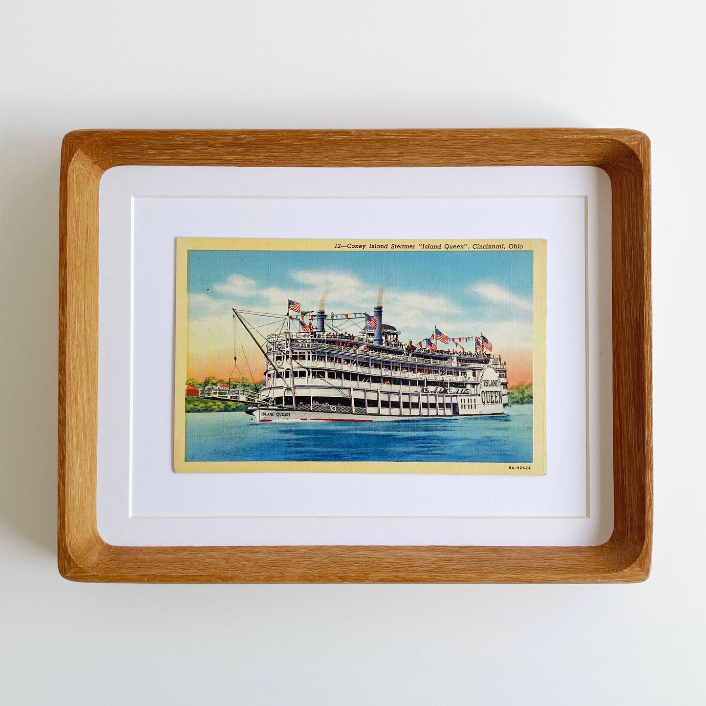 framed cincinnati ohio island queen vintage postcard