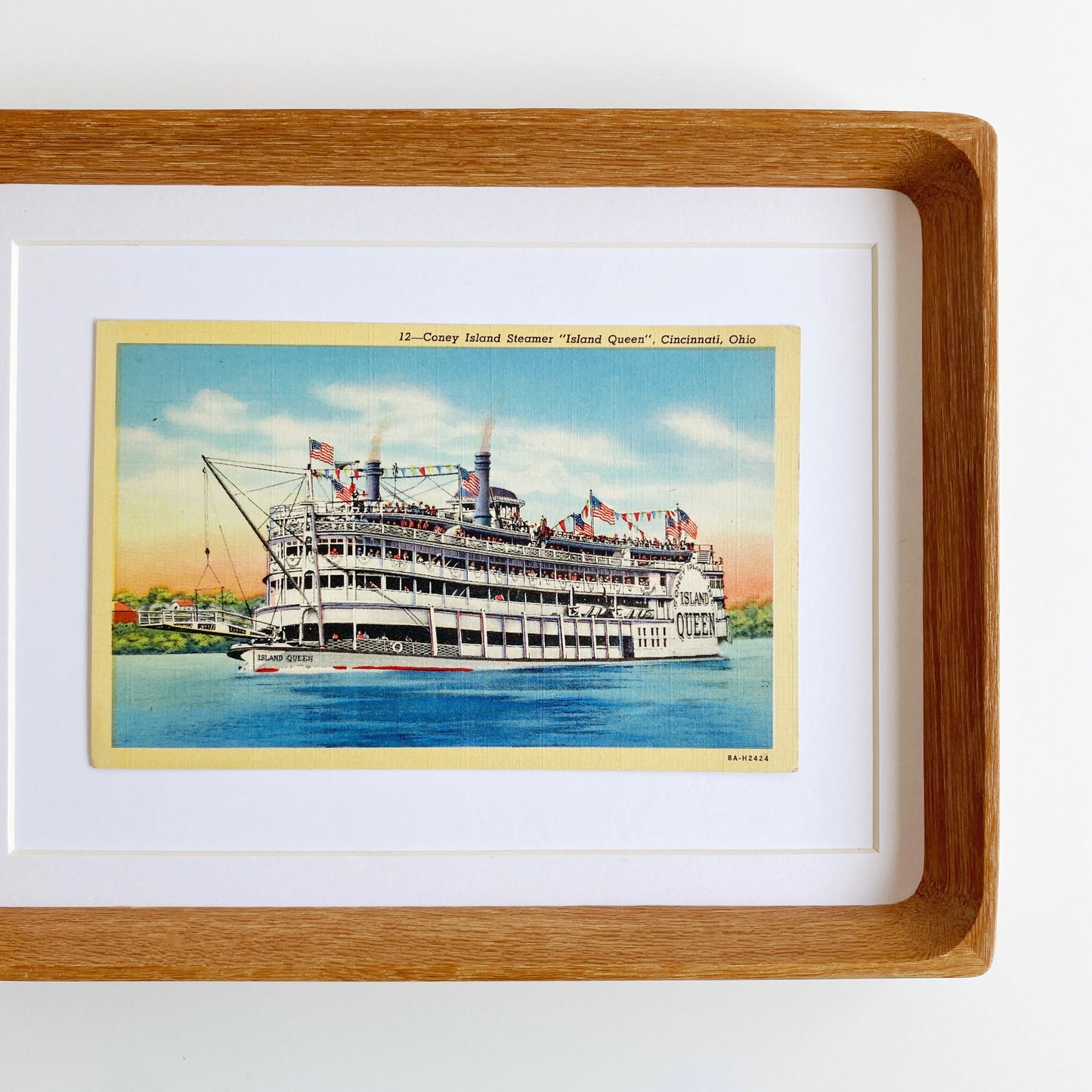 framed cincinnati ohio island queen vintage postcard