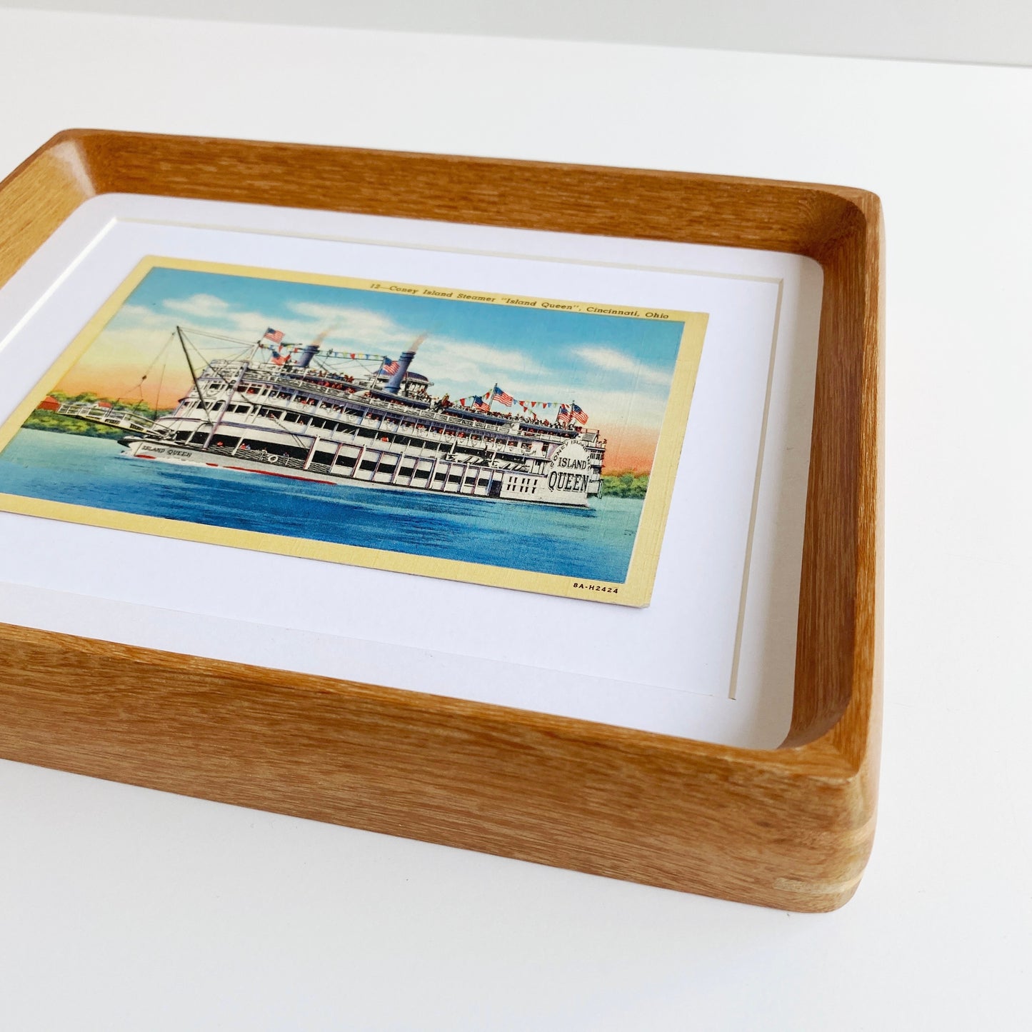 framed cincinnati ohio island queen vintage postcard