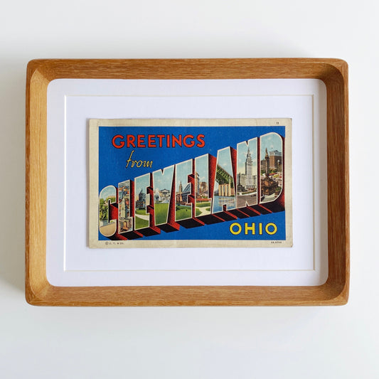framed greetings from cleveland vintage postcard