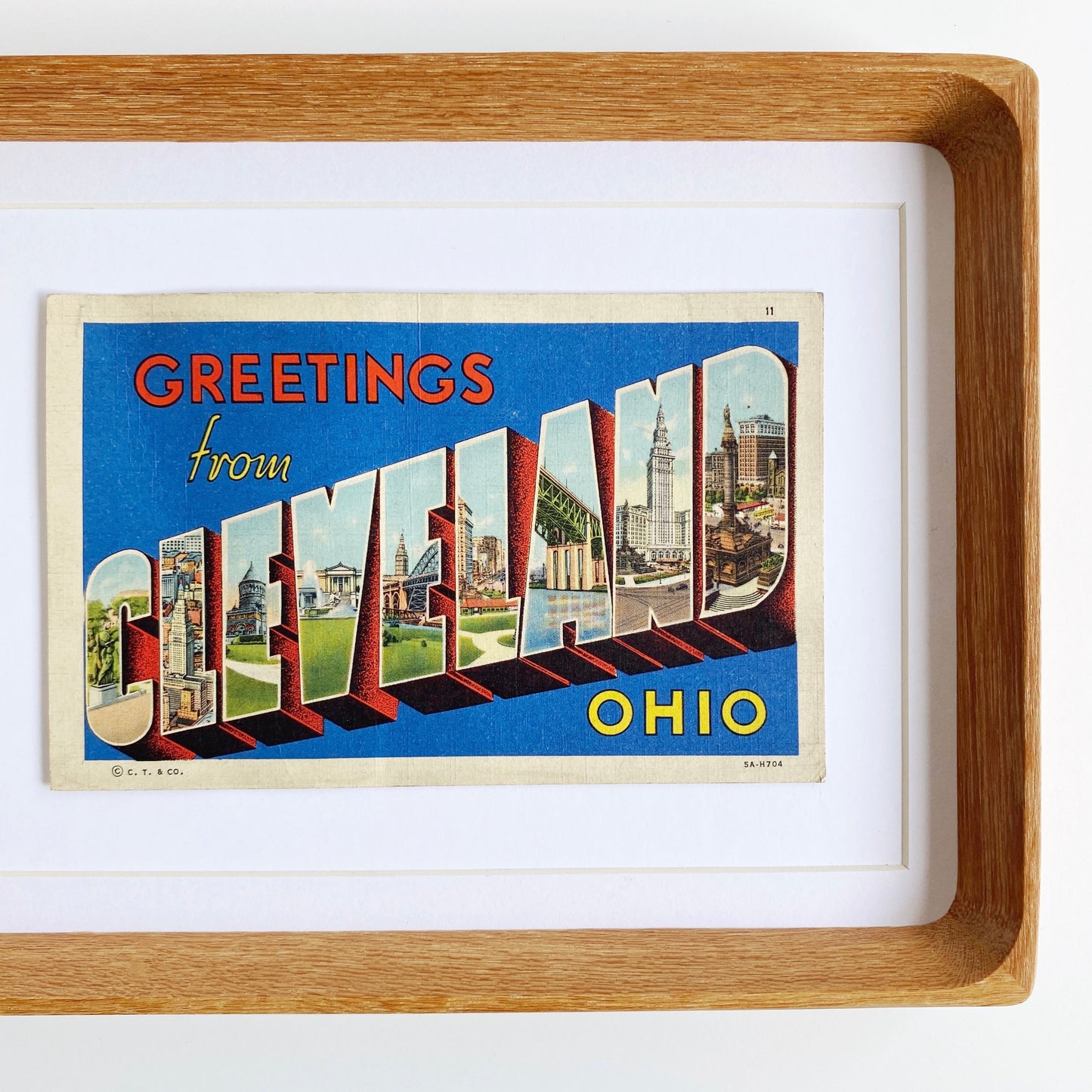 framed greetings from cleveland vintage postcard