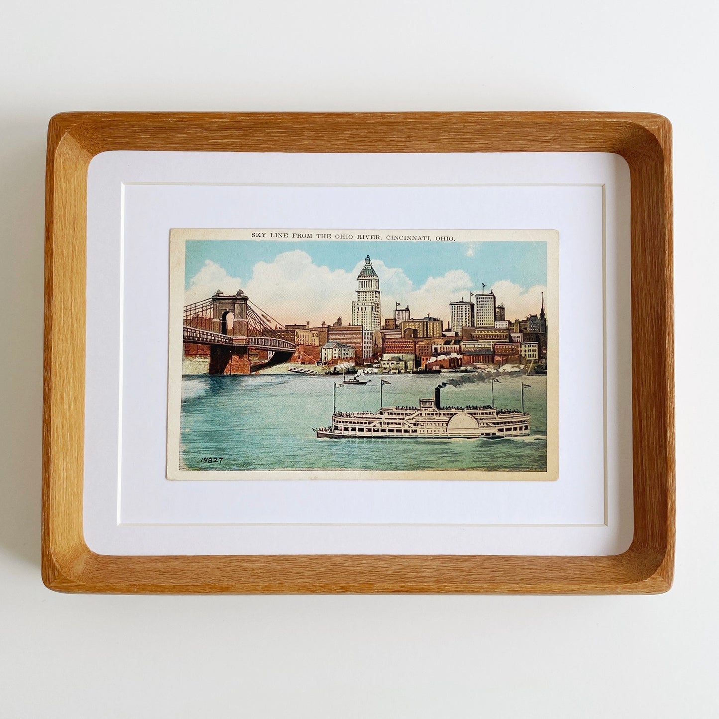 framed cincinnati ohio skyline vintage postcard