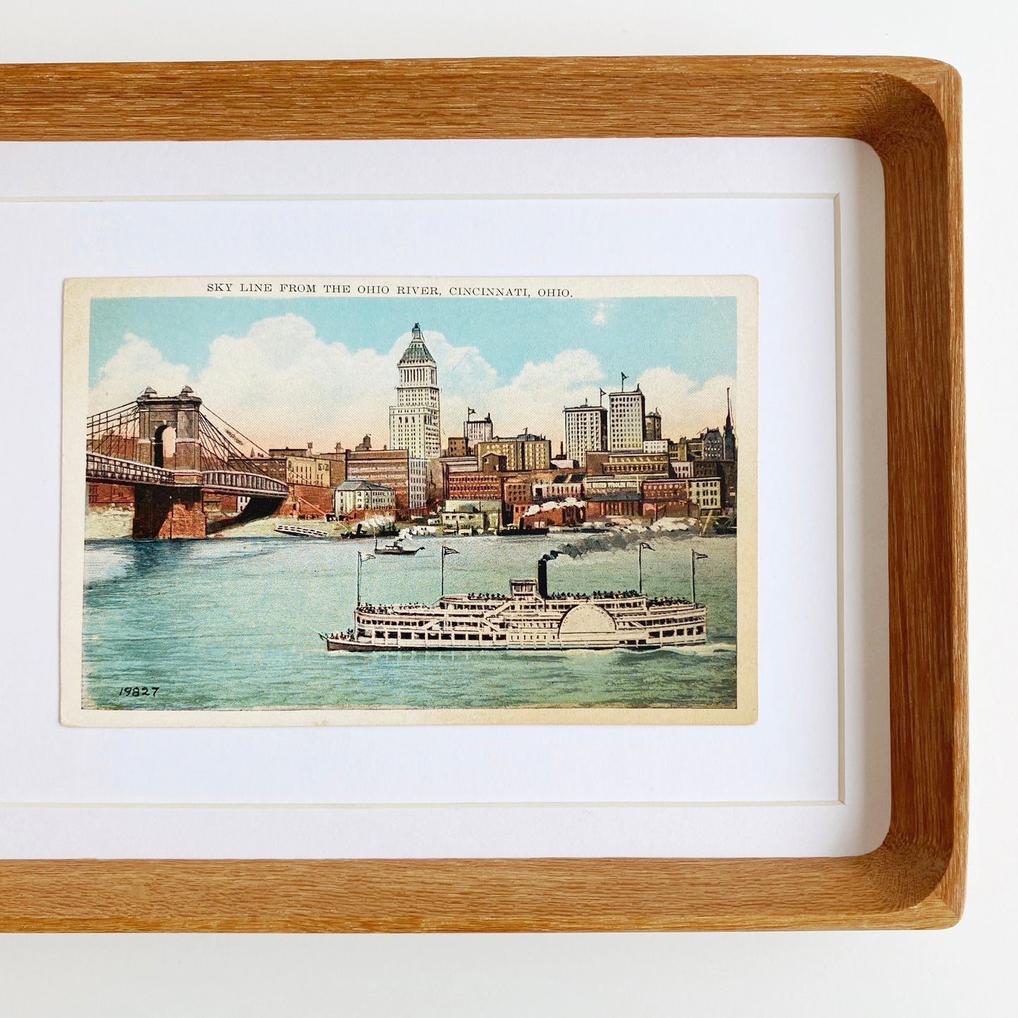 framed cincinnati ohio skyline vintage postcard