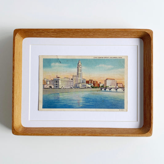 framed columbus ohio scioto river vintage postcard
