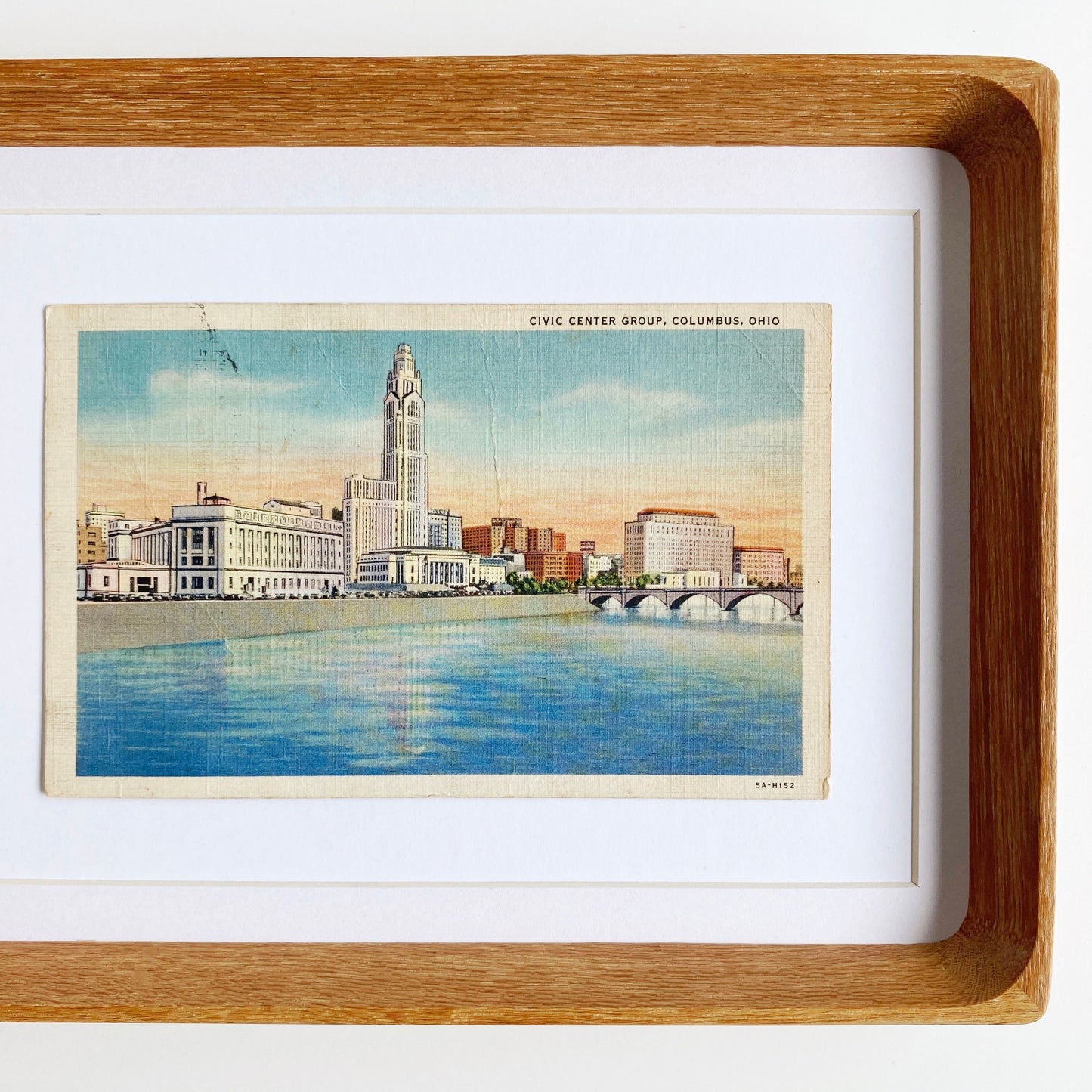 framed columbus ohio scioto river vintage postcard