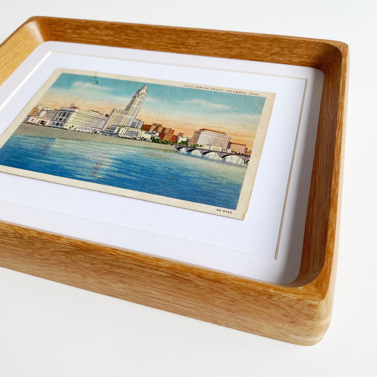 framed columbus ohio scioto river vintage postcard