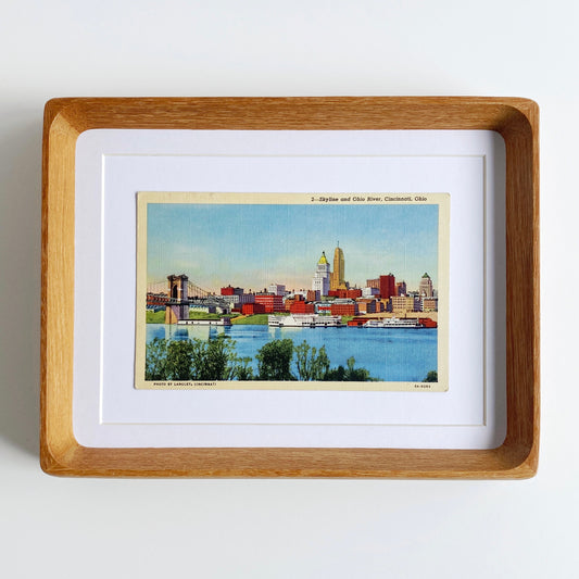 framed cincinnati ohio river skyline vintage postcard