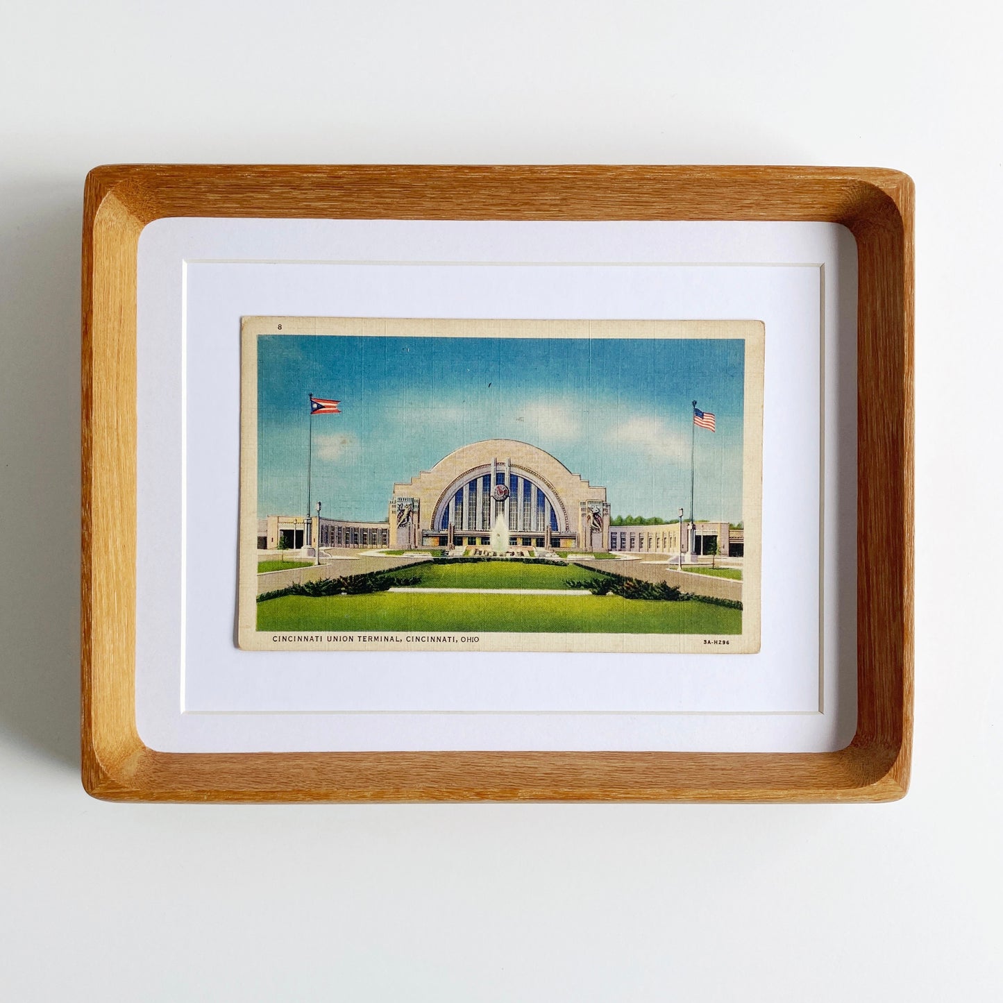 framed cincinnati ohio union station vintage postcard