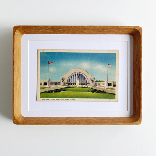 framed cincinnati ohio union station vintage postcard