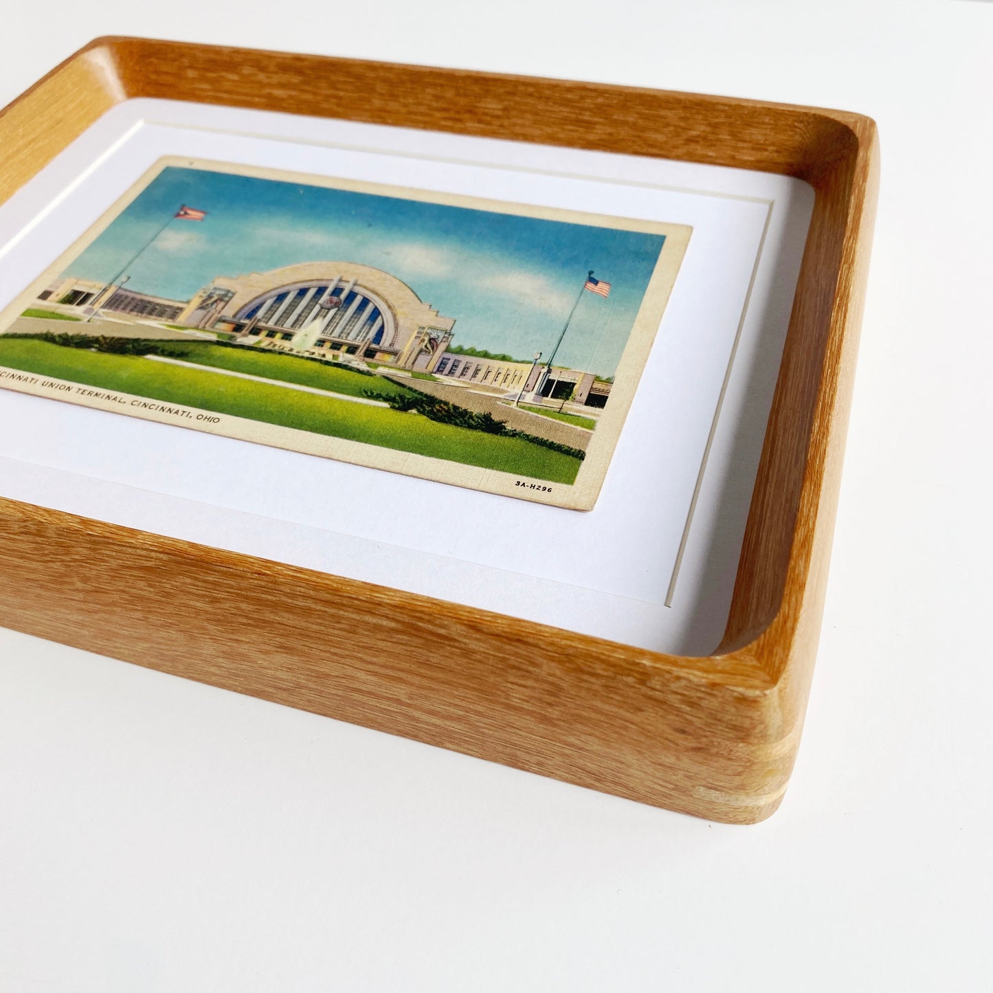 framed cincinnati ohio union station vintage postcard