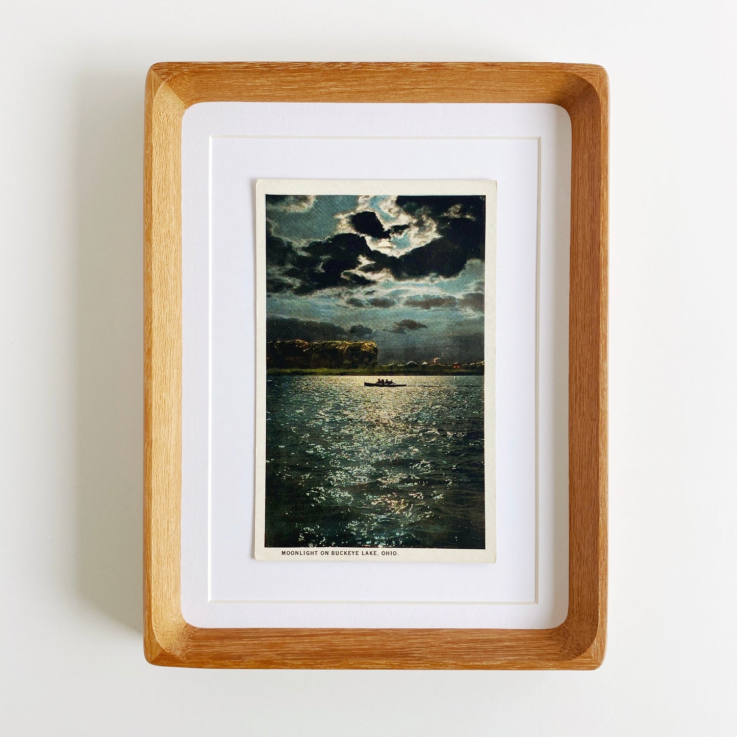 framed buckeye lake moonlight vintage postcard